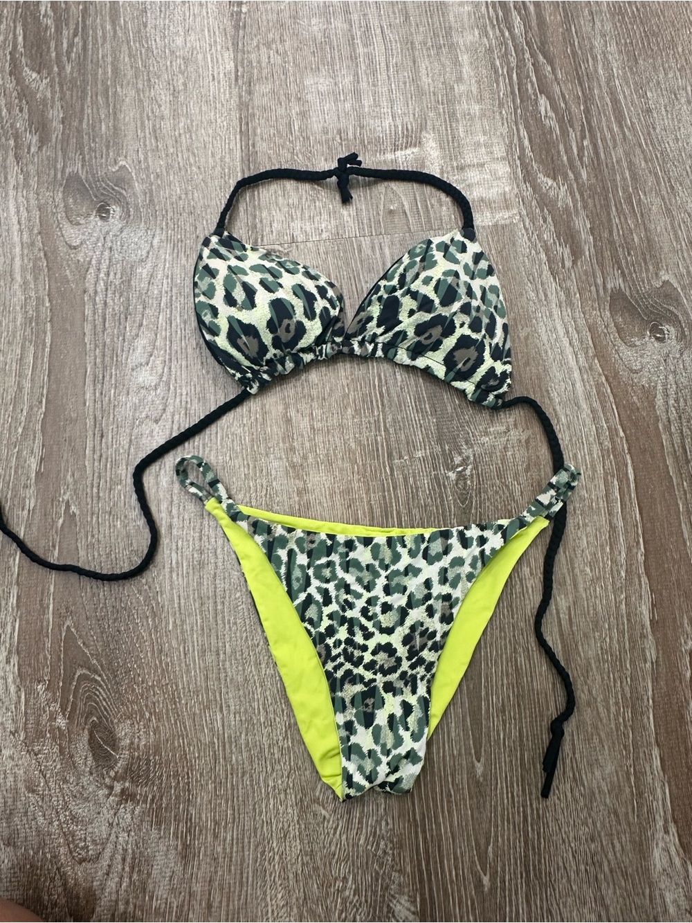 San Lorenzo Leopard Print Bikini with Neon Yellow Accents